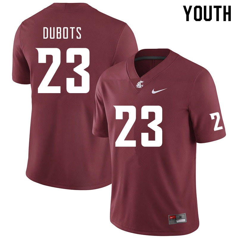 Youth #23 Cole Dubots Washington State Cougars College Football Jerseys Sale-Crimson - Click Image to Close